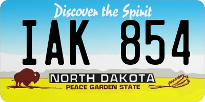 ND license plate IAK854