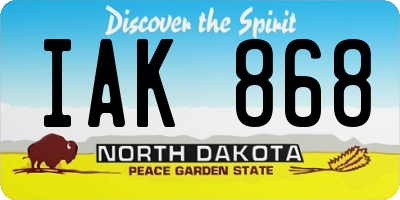 ND license plate IAK868