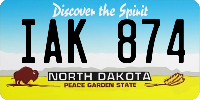 ND license plate IAK874