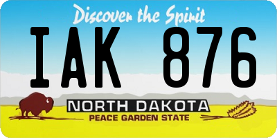 ND license plate IAK876
