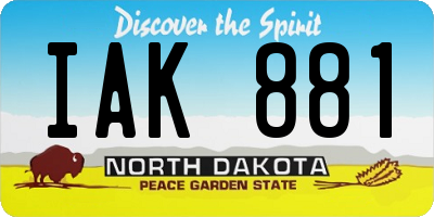ND license plate IAK881