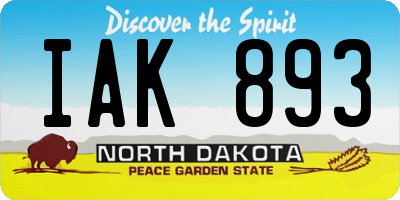 ND license plate IAK893