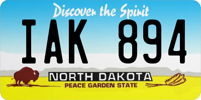 ND license plate IAK894