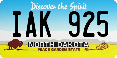 ND license plate IAK925