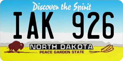 ND license plate IAK926