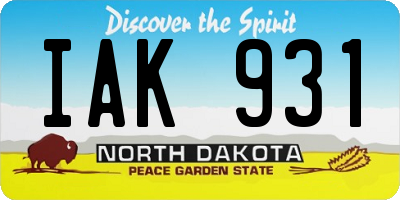 ND license plate IAK931