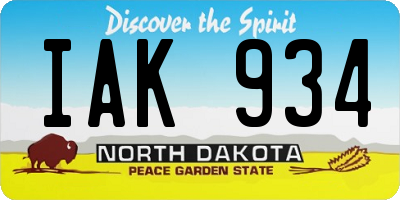ND license plate IAK934