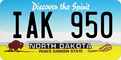 ND license plate IAK950