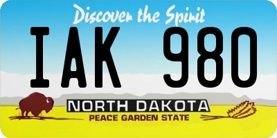 ND license plate IAK980