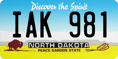 ND license plate IAK981