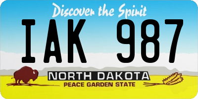 ND license plate IAK987