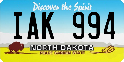 ND license plate IAK994