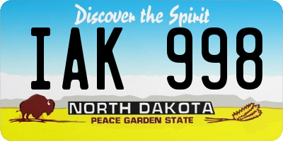ND license plate IAK998