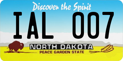 ND license plate IAL007