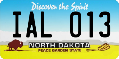 ND license plate IAL013