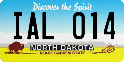 ND license plate IAL014