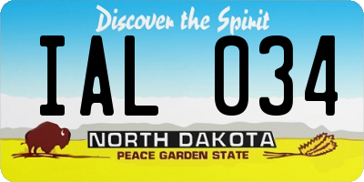ND license plate IAL034