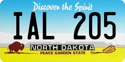 ND license plate IAL205