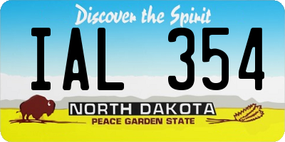 ND license plate IAL354
