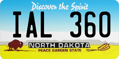 ND license plate IAL360