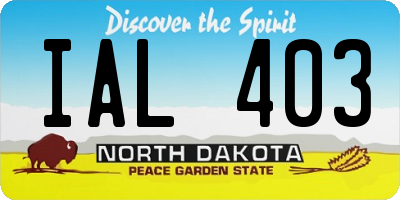 ND license plate IAL403