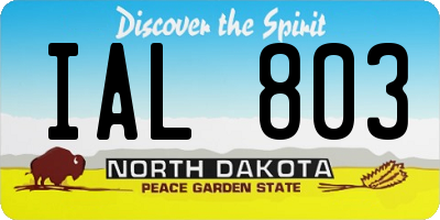 ND license plate IAL803