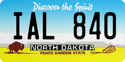 ND license plate IAL840