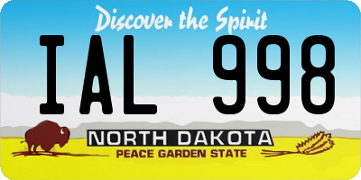 ND license plate IAL998