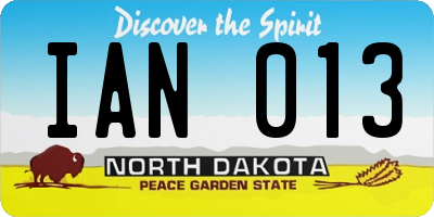 ND license plate IAN013