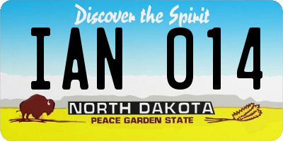 ND license plate IAN014