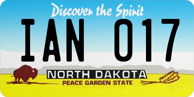 ND license plate IAN017