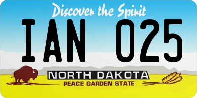 ND license plate IAN025