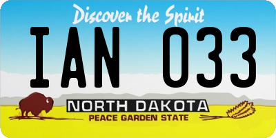 ND license plate IAN033