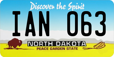 ND license plate IAN063