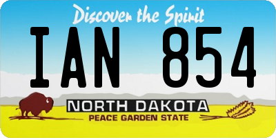 ND license plate IAN854