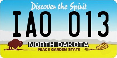 ND license plate IAO013