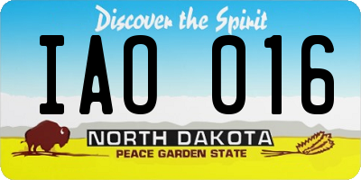 ND license plate IAO016