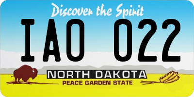ND license plate IAO022