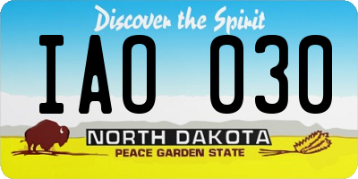 ND license plate IAO030