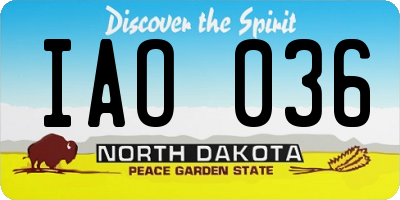 ND license plate IAO036