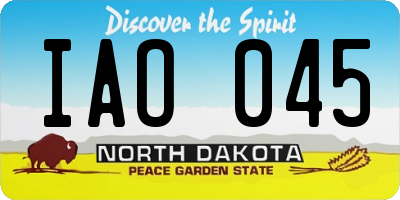 ND license plate IAO045