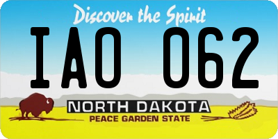 ND license plate IAO062