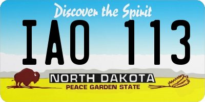 ND license plate IAO113