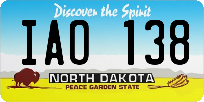 ND license plate IAO138