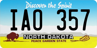 ND license plate IAO357