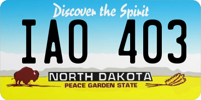 ND license plate IAO403