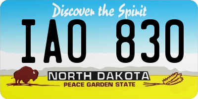 ND license plate IAO830