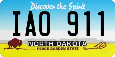 ND license plate IAO911