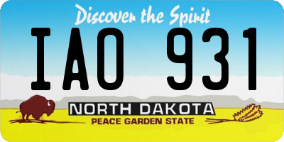 ND license plate IAO931