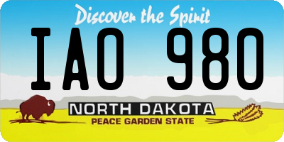 ND license plate IAO980